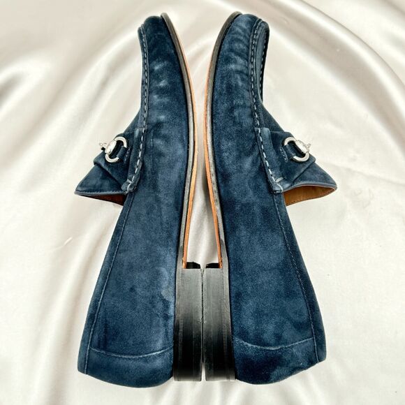 Peter Huber Ascot Classic Blue Suede Horsebit Men\'s Size 9.5 Loafers